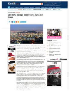 Cari tahu berapa besar biaya kuliah di Korea - tabloid Kontan Maret 2016